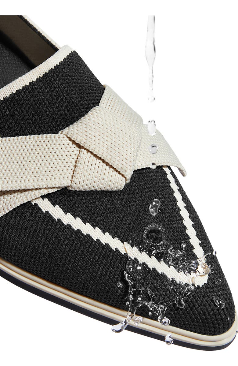 VIVAIA Water-Repellent Pointed-Toe Bow Loafers, Alternate, color, Black Ivory