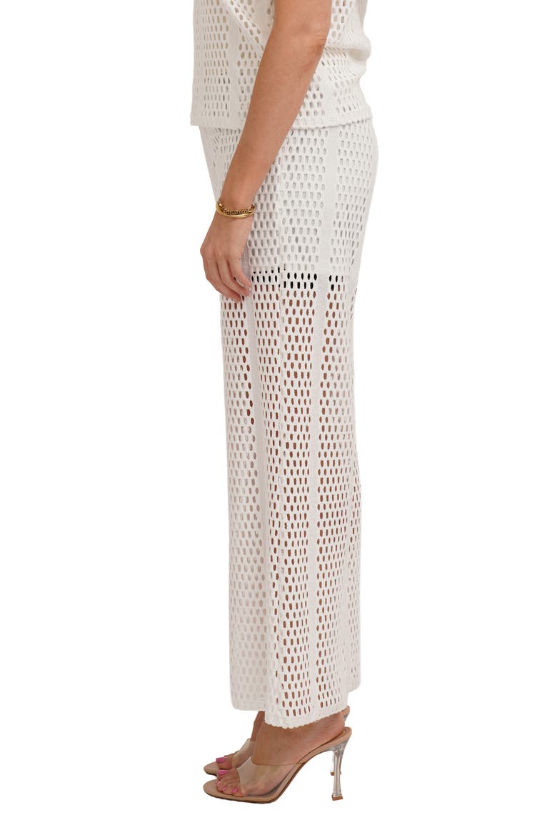 Open Stitch Wide Leg Pull On Pants, Alternate, color, WHITE