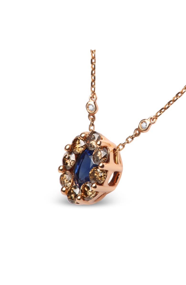 Haus of Brilliance 18K Rose Gold 5/8 Cttw Diamond and 7 x 4mm Oval Blue Sapphire Pendant Necklace, Alternate, color, Pink
