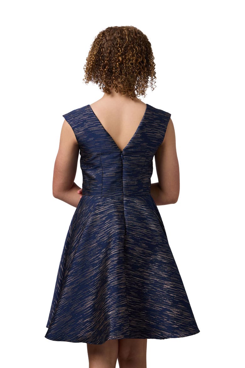 Cap Sleeve Boat Neck Dress In Longer Length, Alternate, color, Navy
