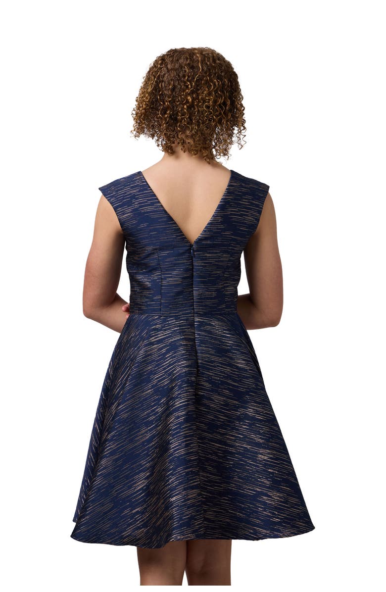 Un Deux Trois Cap Sleeve Boat Neck Dress In Longer Length, Alternate, color, Navy