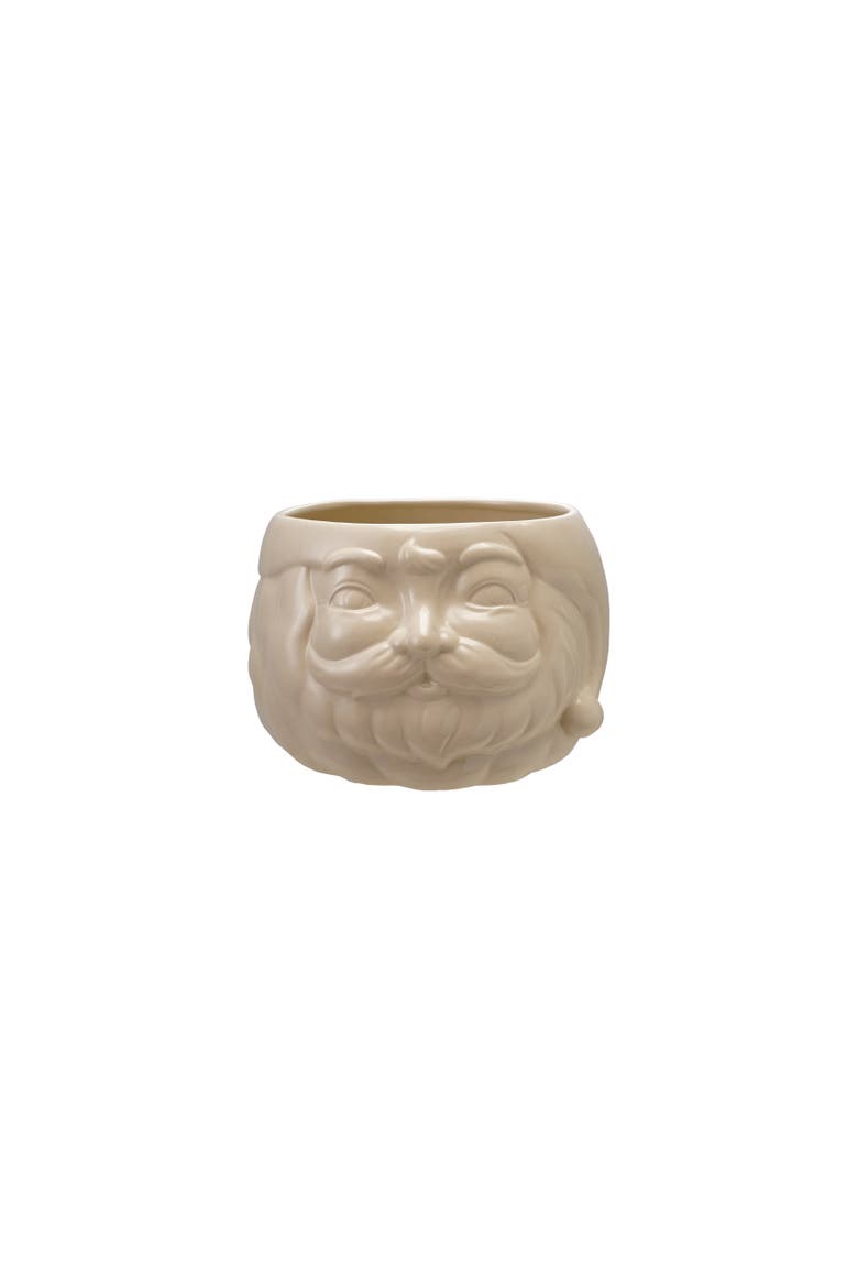 Stoneware Santa Head Bottle Cooler/Container, Main, color, White