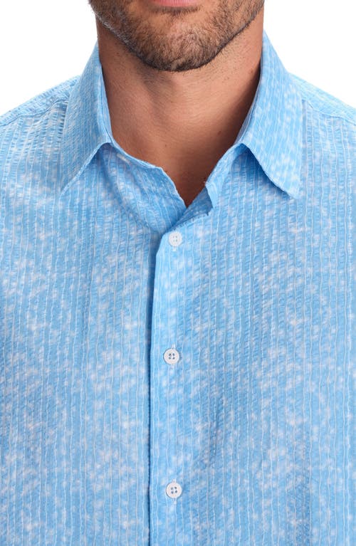 Studio Garnet Los Angeles Coastal Breeze Short Sleeve Cotton Seersucker Button-up Shirt In Blue