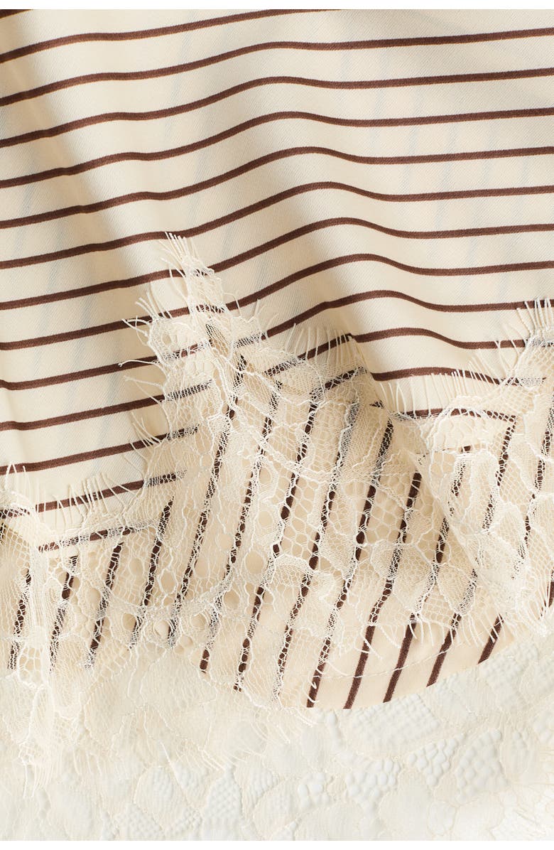 H&M Lace-trimmed Triangle Scarf, Alternate, color, Light Beige/Striped