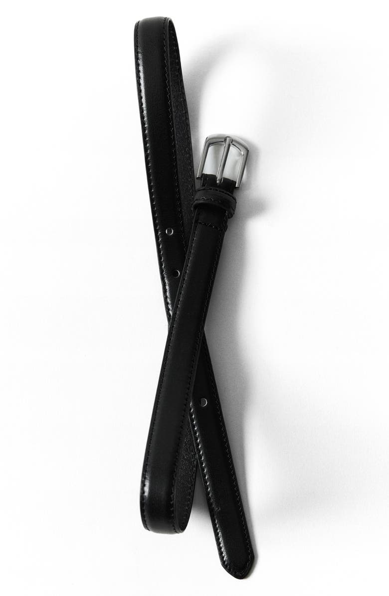 MANGO Leather Skinny Belt, Alternate, color,