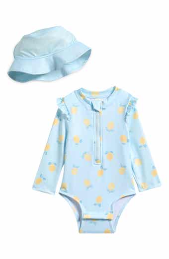 PL Baby by Petit Lem One-Piece Rashguard Swimsuit & Hat Set