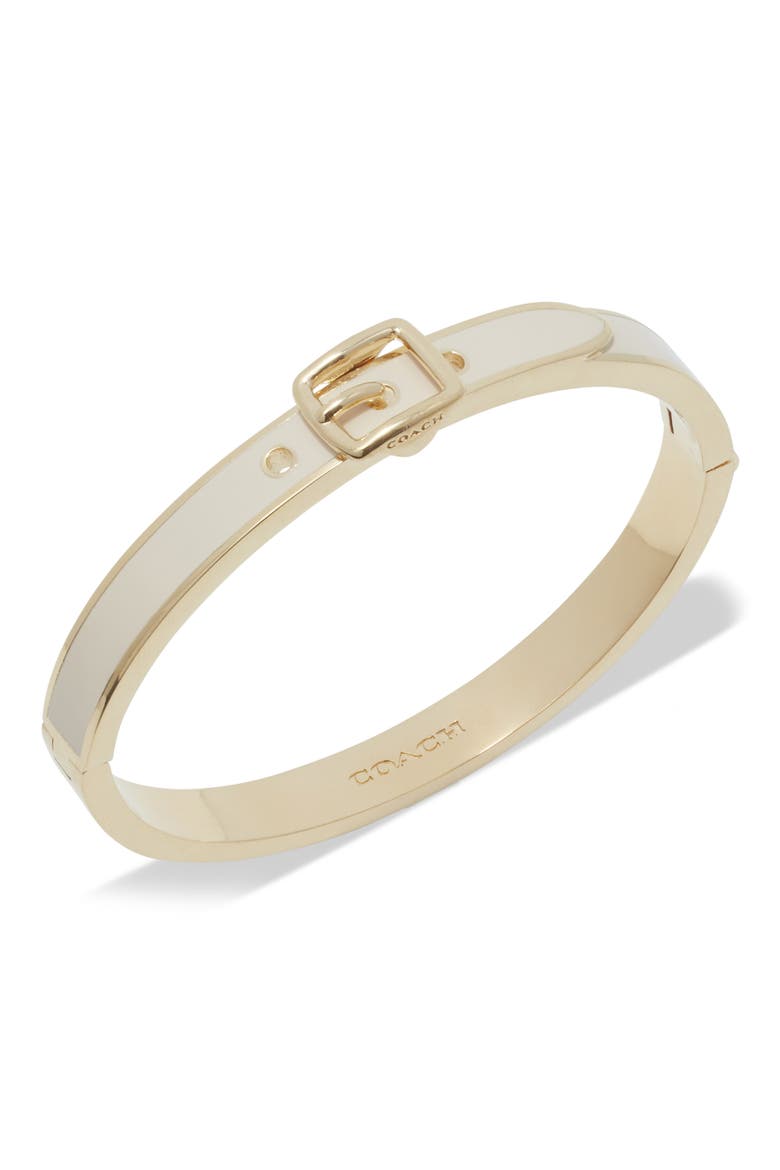 Enamel Buckle Bangle, Alternate, color, CHALK