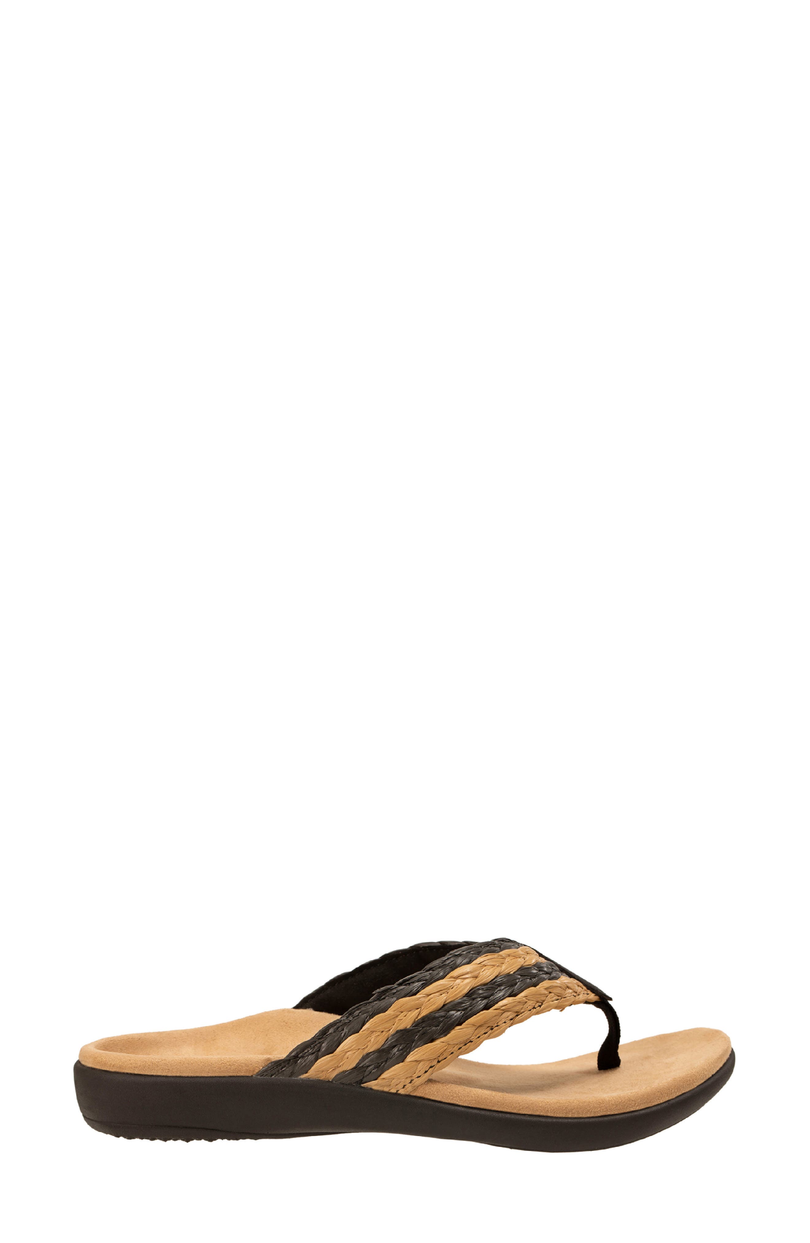 Yumi Raffia Flip Flop, Alternate, color, BLACK TAN