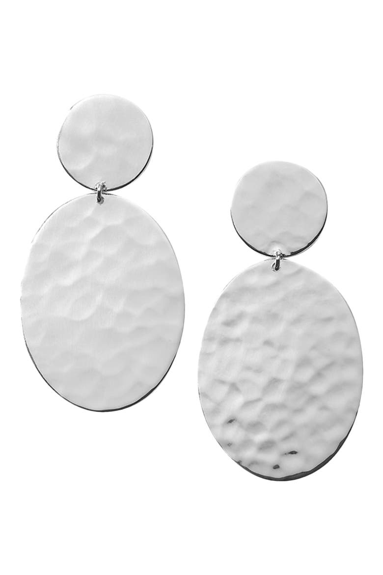 Classico Crinkle Hammered Drop Earrings, Main, color, SILVER