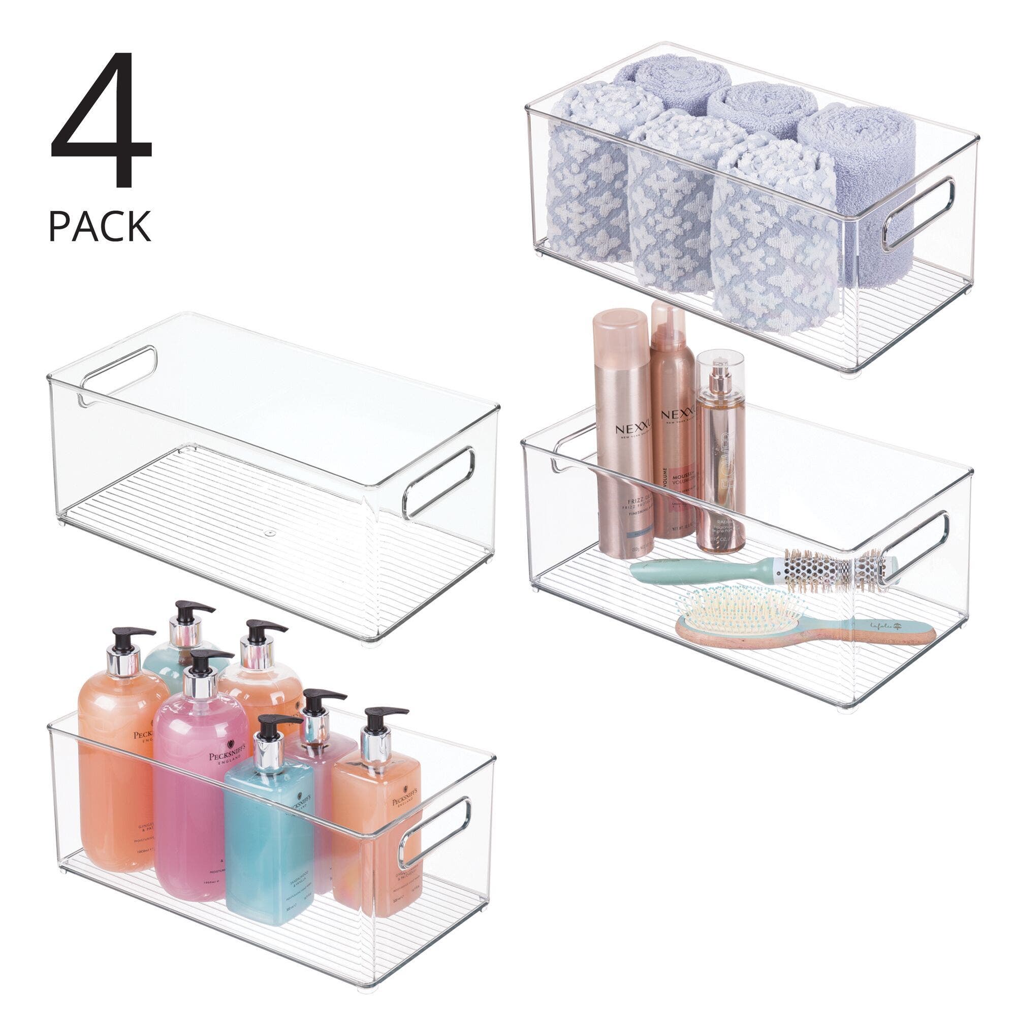 iDesign Stackable Fridge Bin - Kitchen Storage Bin for Pantry, Cabinets, or Fridge, Set of 4, Clear 