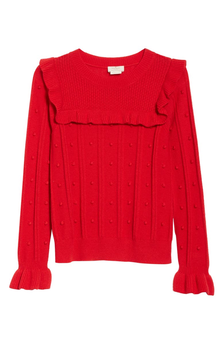 Kate Spade New York ruffle yoke sweater, Alternate, color, Charm Red