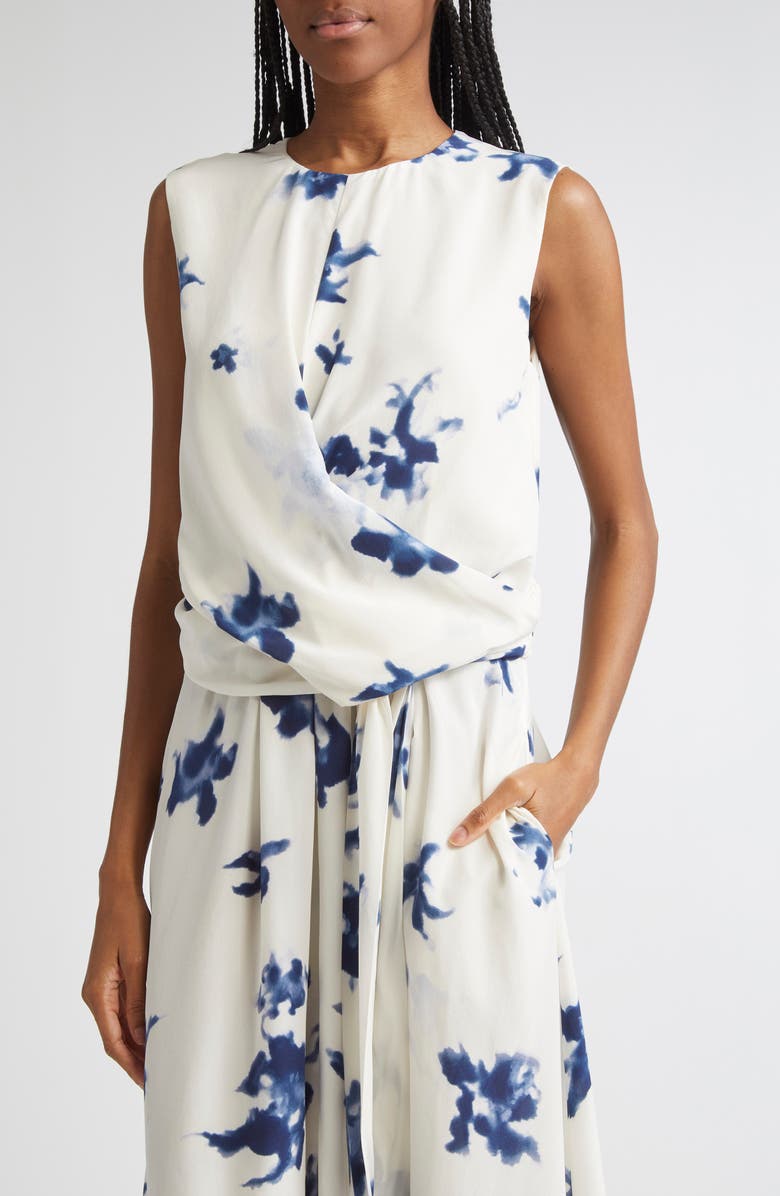 Altuzarra Penny Floral Print Silk High-Low Maxi Dress, Alternate, color, Berry Blue Flowers