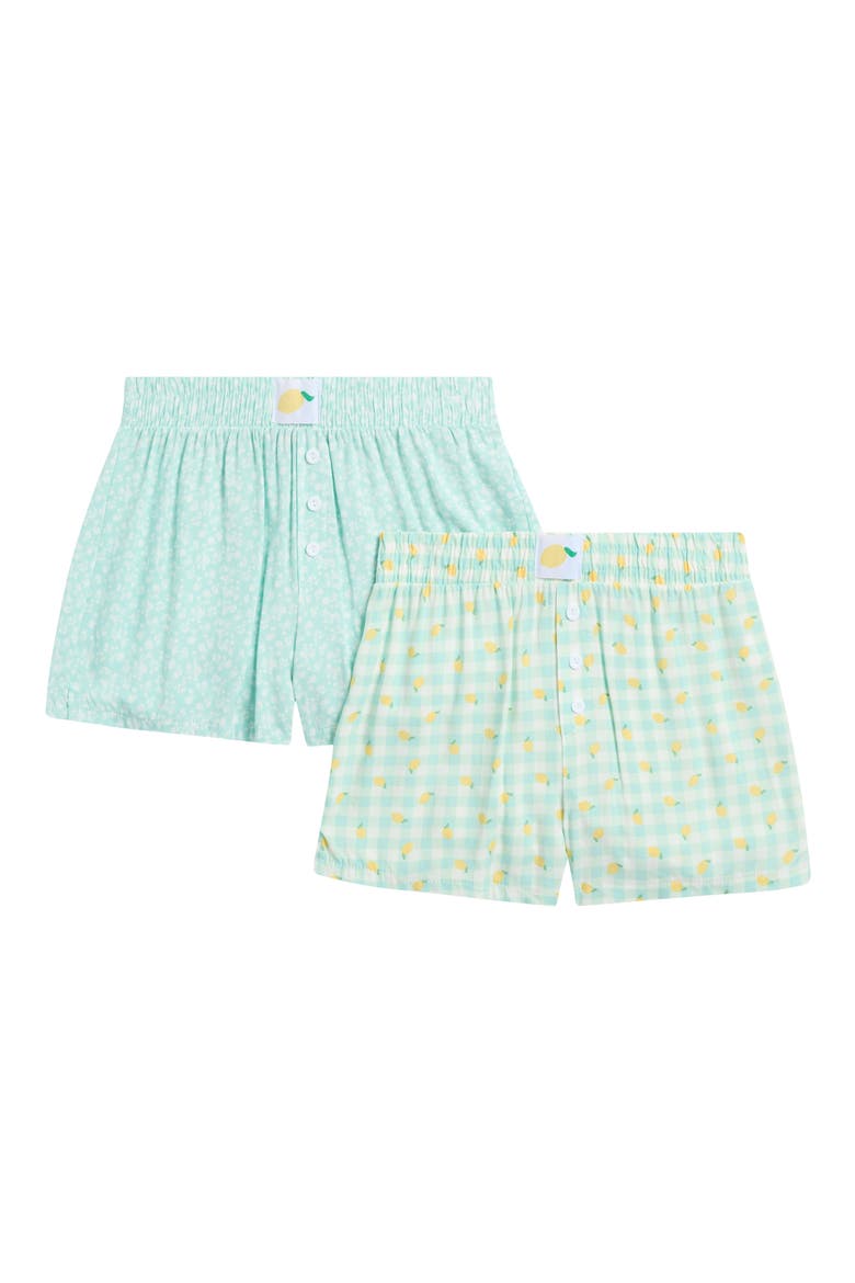 Challis Oriel 2-Pack Boxer Shorts, Main, color, LEMON GINGHAM + DITSY AQUA