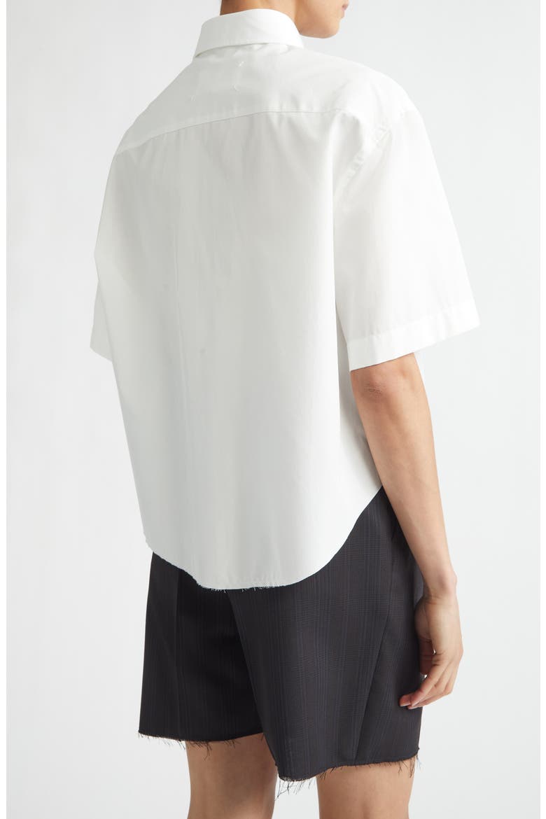 Décortiqué Crop Short Sleeve Button-Down Shirt, Alternate, color, OFF WHITE