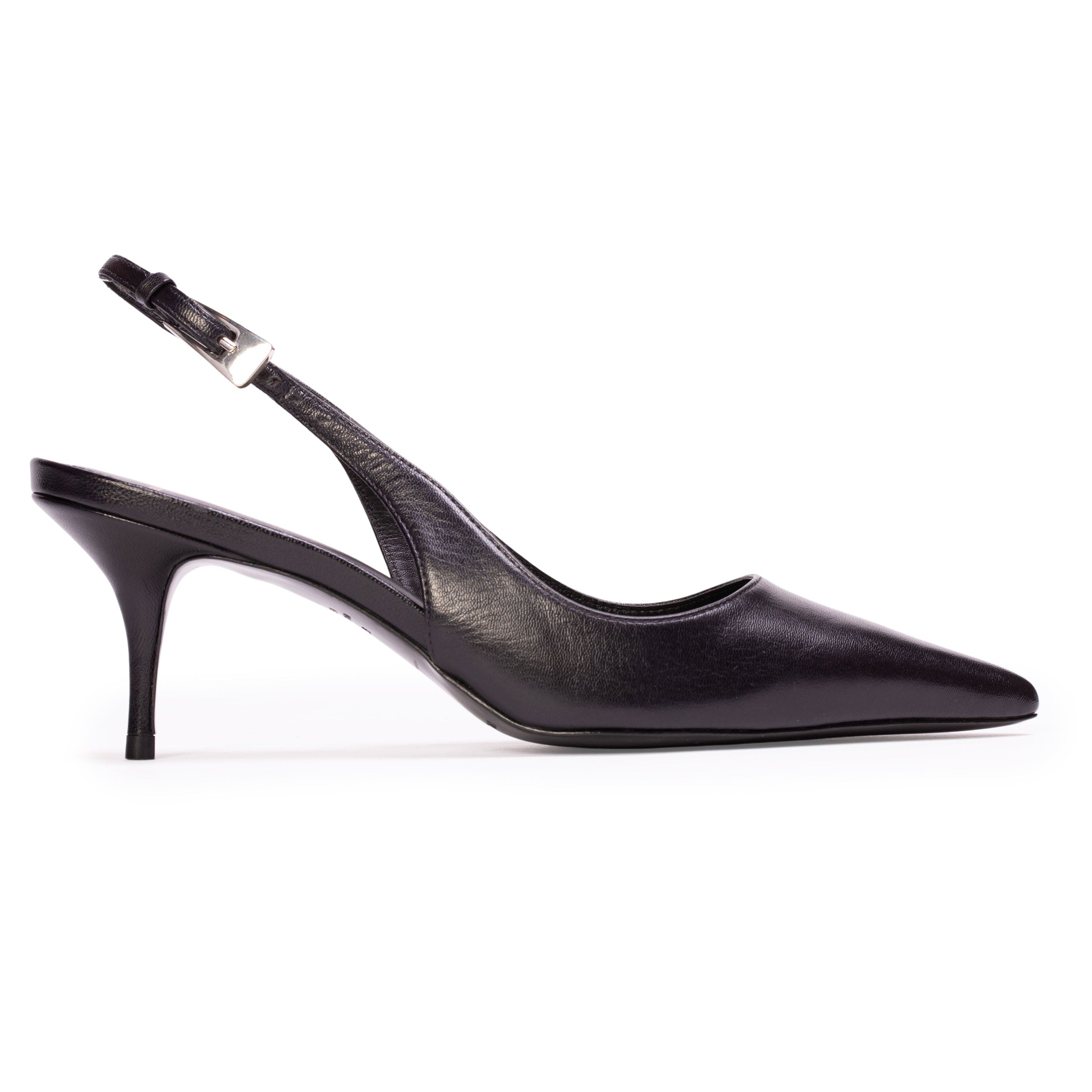 BLACK SUEDE STUDIO Branca 65 Slingback Pump in Black Leather at Nordstrom, Size 38