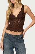 EDIKTED Araura Open Back Velvet Lace Crop Top