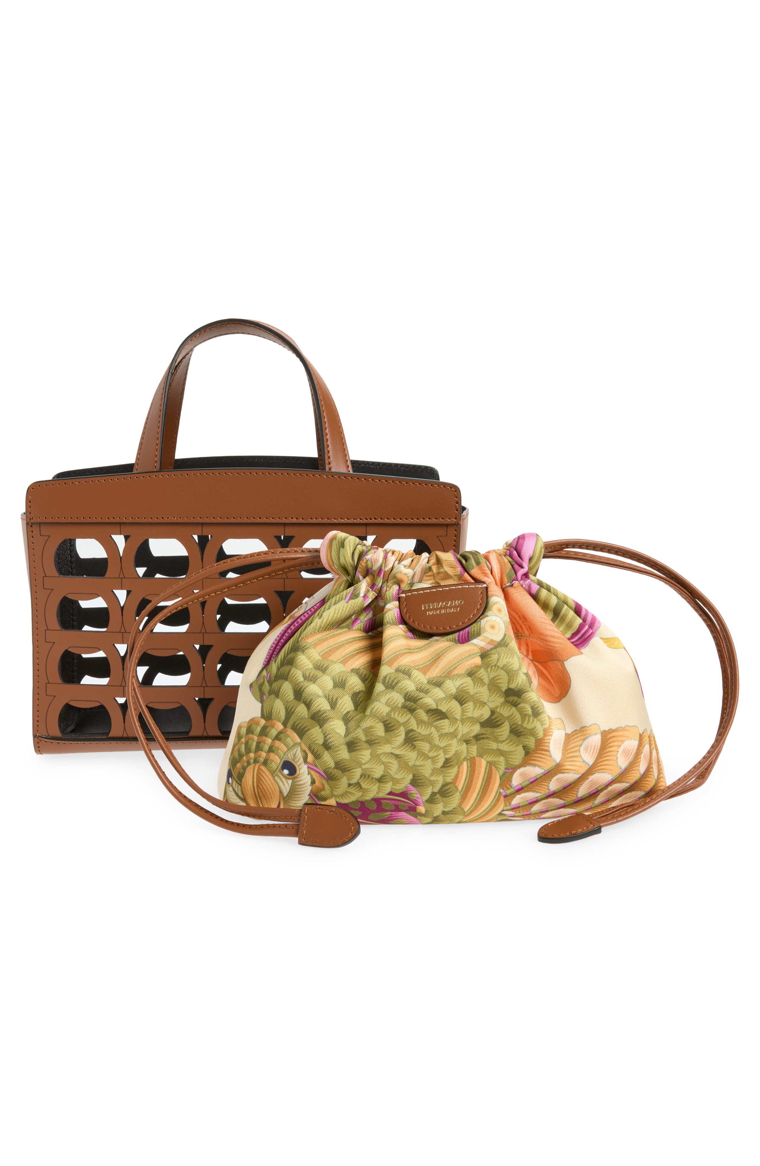 FERRAGAMO Mini Tote, Alternate, color, New Cognac Nero