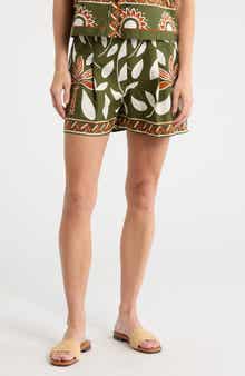 Halogen® Floral Print Cotton Drawstring Shorts