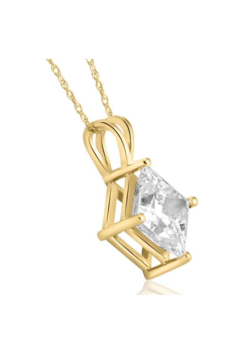 3Ct Certified Princess Cut Diamond Pendant 14k Gold Lab Grown, Alternate, color, 14k Yellow Gold