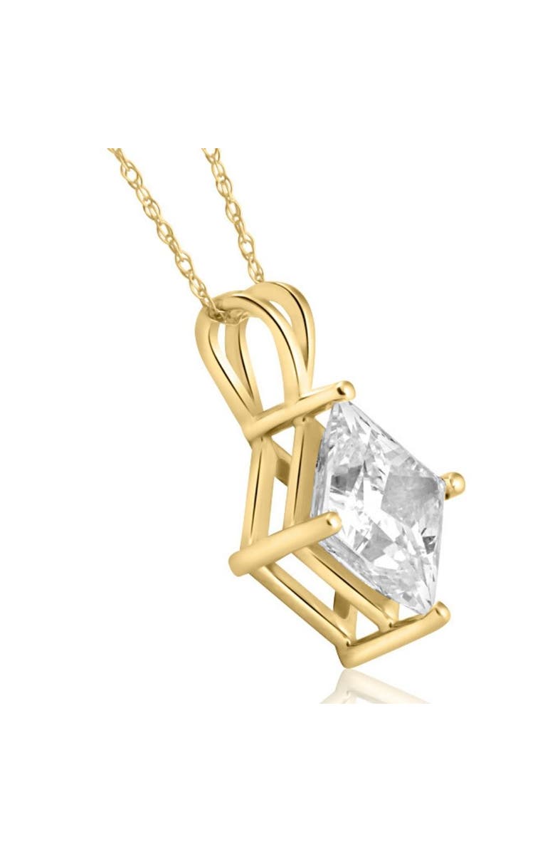 Bliss Diamond 3Ct Certified Princess Cut Diamond Pendant 14k Gold Lab Grown, Alternate, color, 14K Yellow Gold