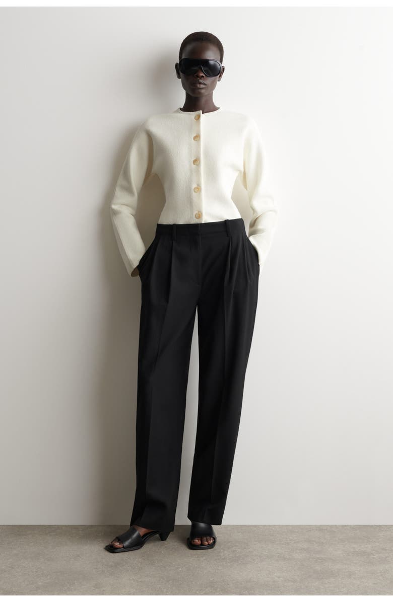 COS Sculptural Cotton Cardigan, Alternate, color, White