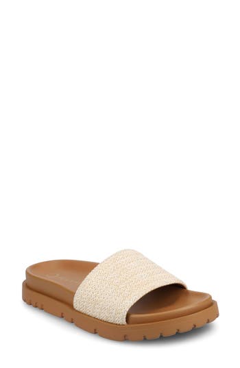Shop Journee Collection Starr Woven Platform Slide Sandal In White
