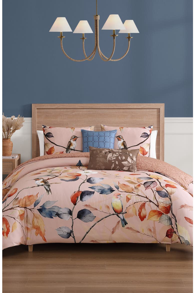 Peachy Dogwood Reversible 5-Piece Comforter Set, Main, color, PINK
