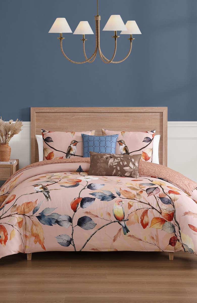 Bebejan Peachy Dogwood Reversible 5-Piece Comforter Set, Main, color, Pink