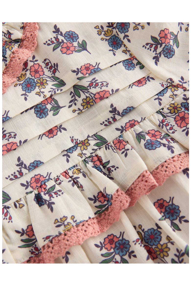 Kids' Frill Button Through Top, Alternate, color, SOFT CREAM FLORAL TRELLIS