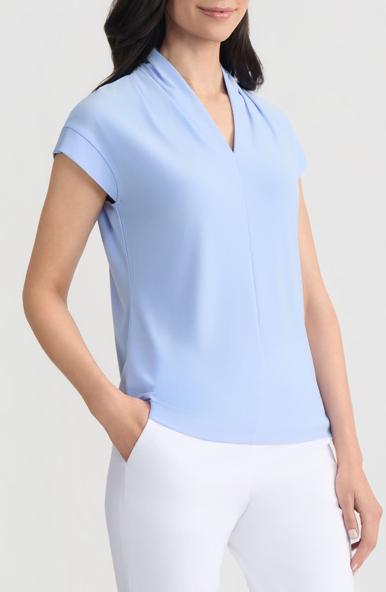 KASPER Cap Sleeve Woven Shirt, Alternate, color, Paris Bleu