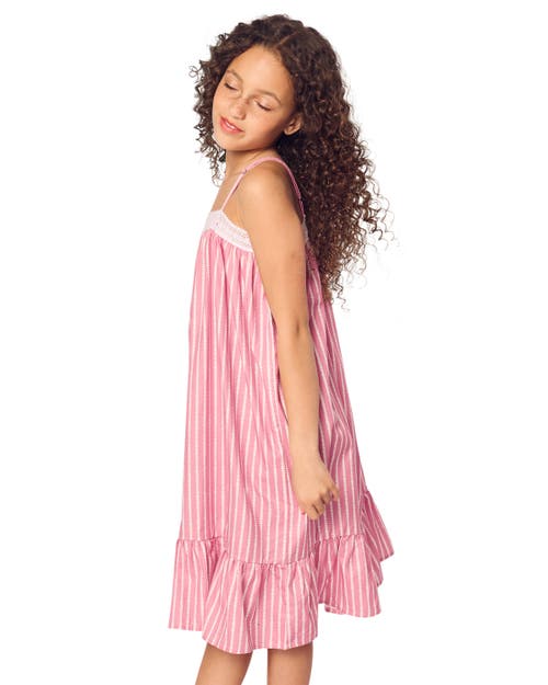 Petite Plume Kids' Lily Heart Print Twill Nightgown In Pink