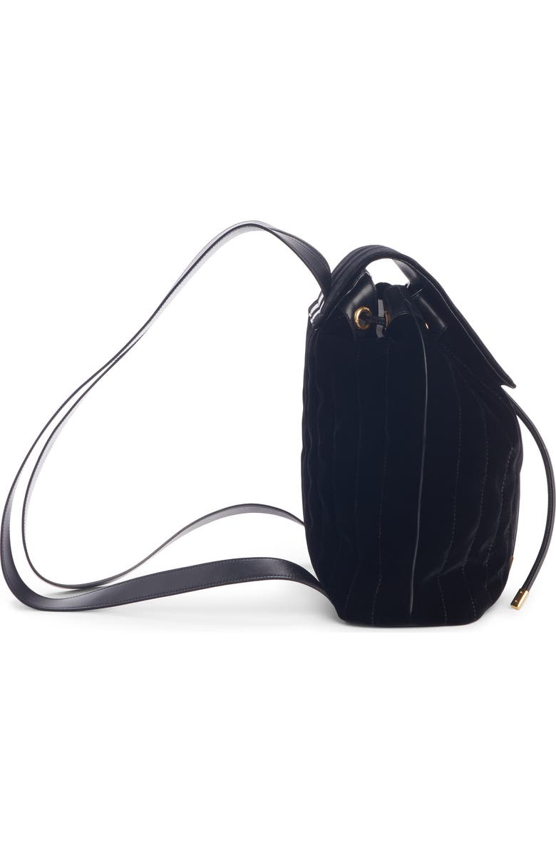 Saint Laurent Vicky Quilted Velvet Backpack, Alternate, color,