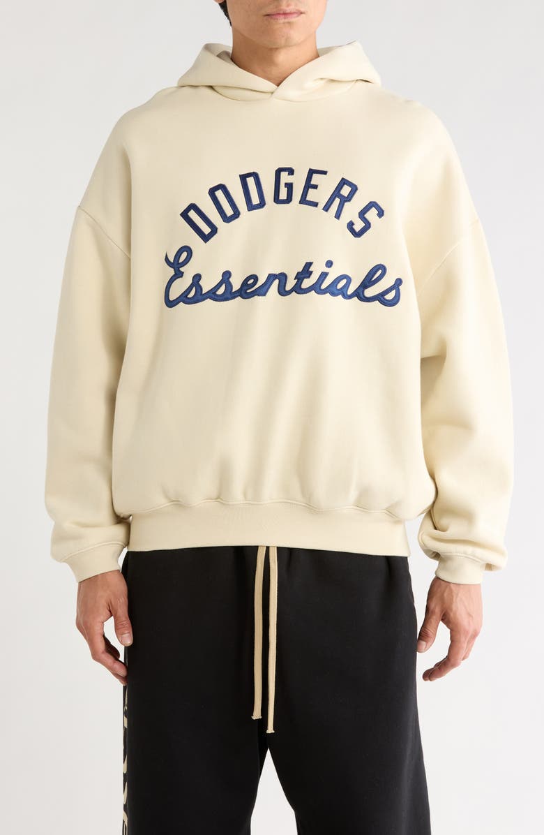 Fear of God Essentials x MLB Dodgers Sport Cotton Blend Graphic Hoodie, Main, color, Oat