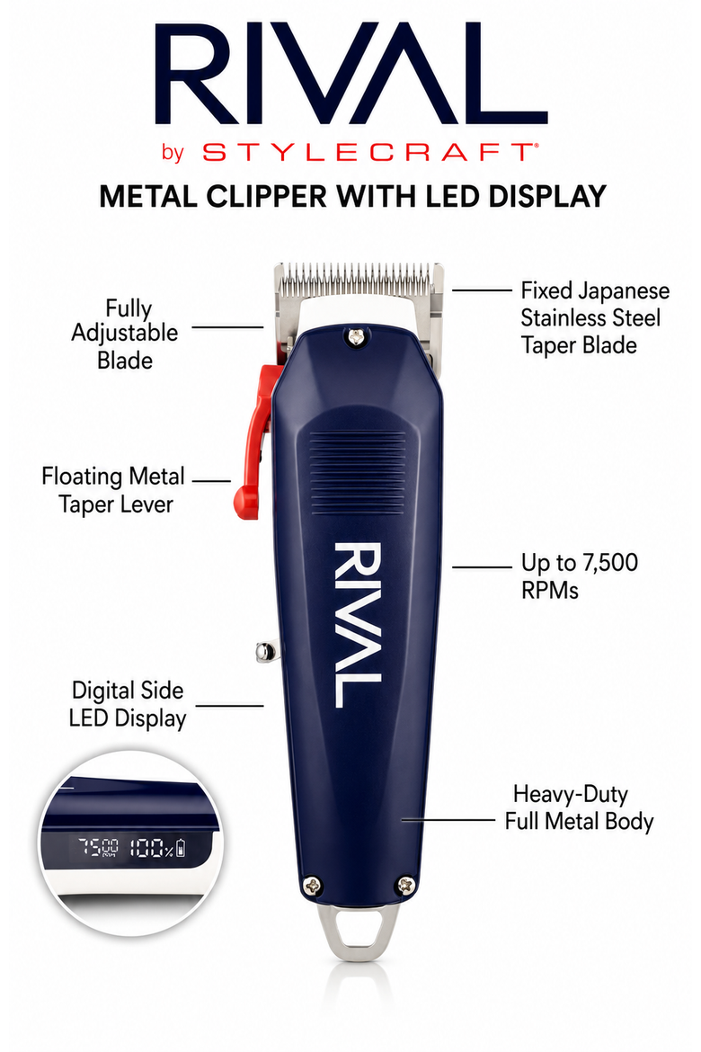 Rival Full Metal Hair Clipper, Alternate, color, Blue