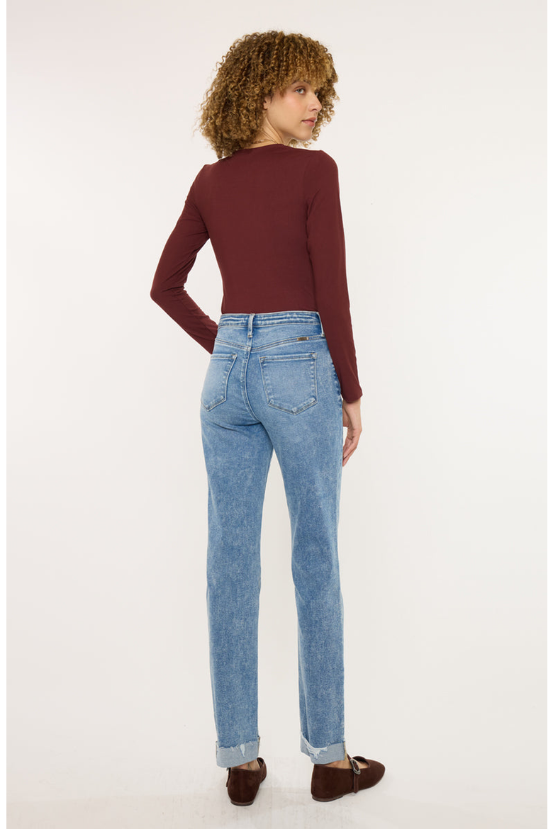 Kianna Essentials High Rise Slim Straight Leg Jeans, Alternate, color, Medium Wash