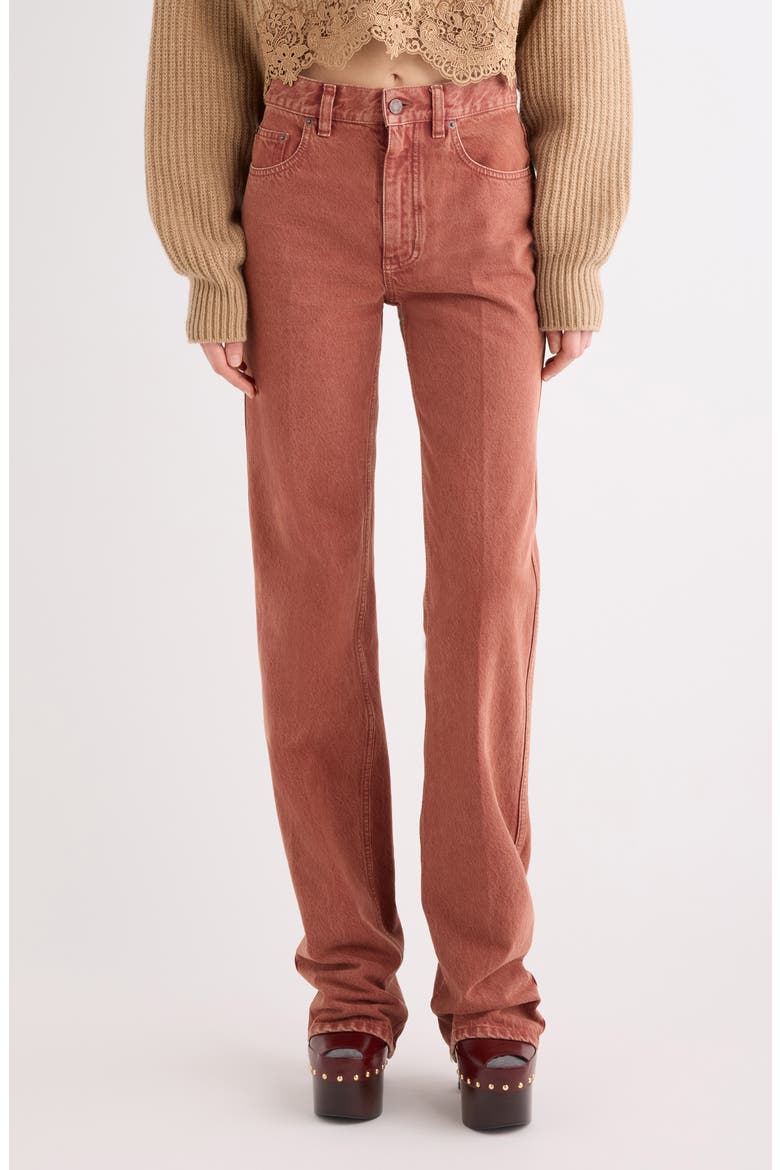 Garment Dyed Straight Leg Jeans, Main, color, CRIMSON BROWN
