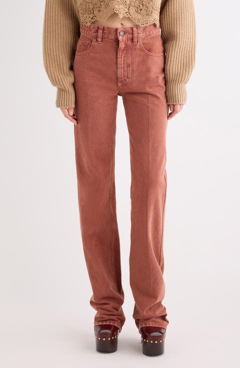 Garment Dyed Straight Leg Jeans