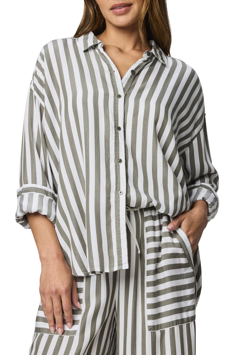 Splendid Ella Stripe Button-Up Shirt, Main, color, Soft Green/ White