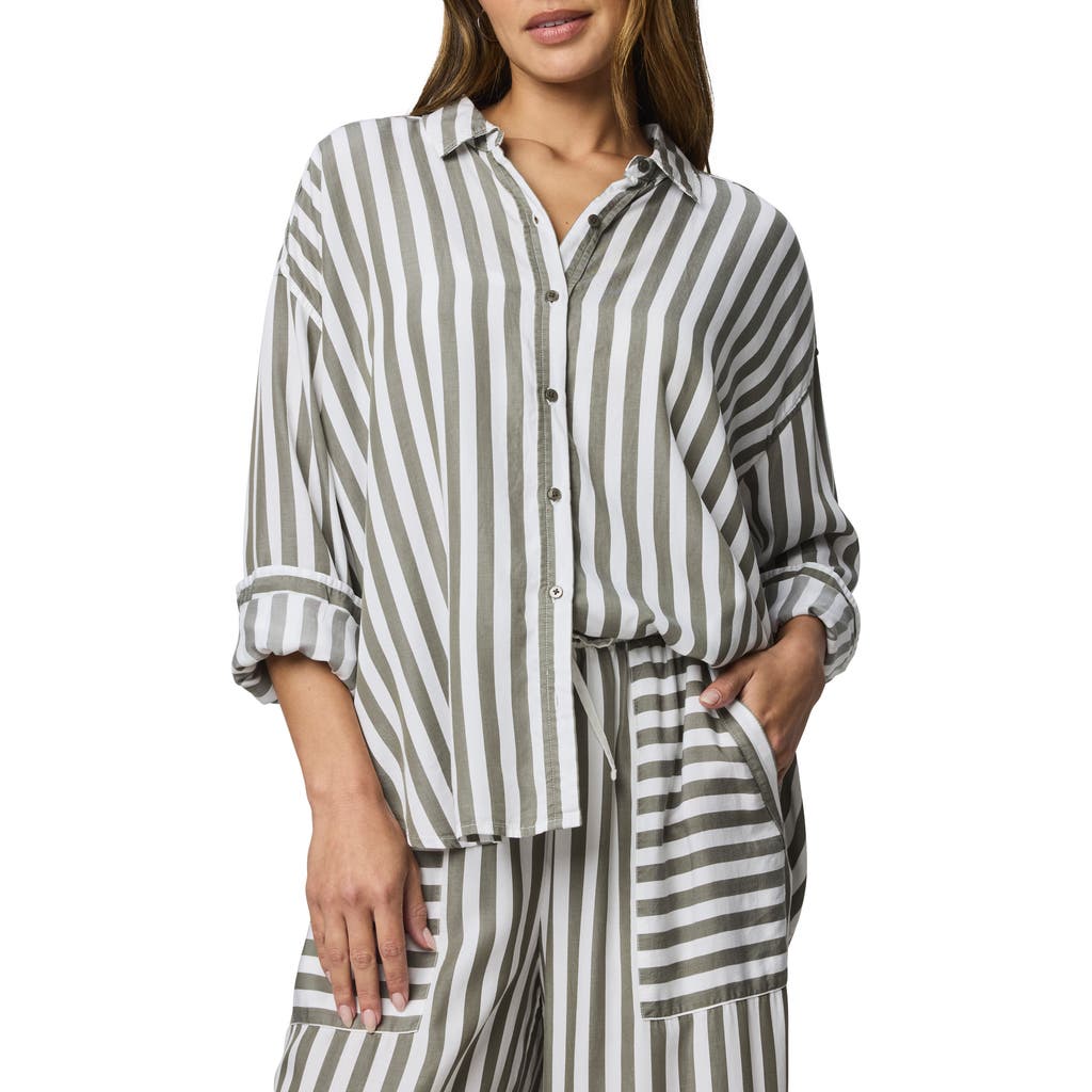 Splendid Ella Stripe Button-up Shirt In Green