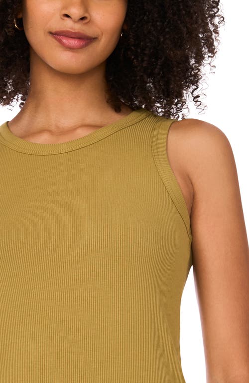 Halogen ® Fitted Ribbed Tank Top In Green