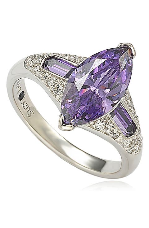 Sterling Silver Purple CZ Marquise Ring