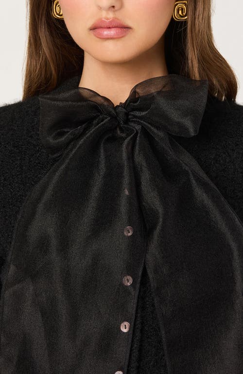 Astr The Label Organza Bow Mixed Media Sweater In Black