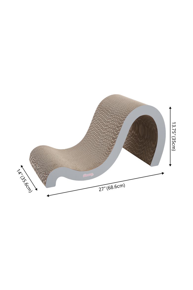 Kona 27" Modern Cardboard Double-Sided Wave Cat Scratcher with Catnip, Alternate, color, Gray