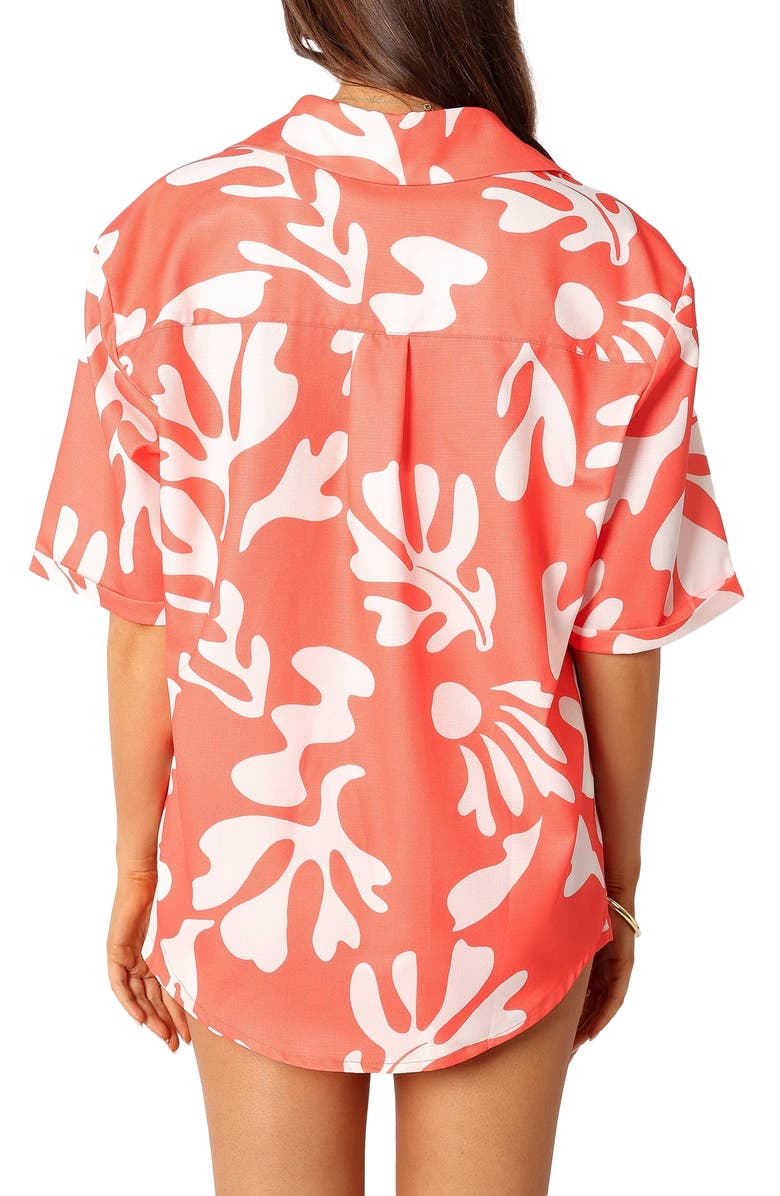 Petal & Pup Payton Short Sleeve Button-Up Shirt, Alternate, color, Melon White