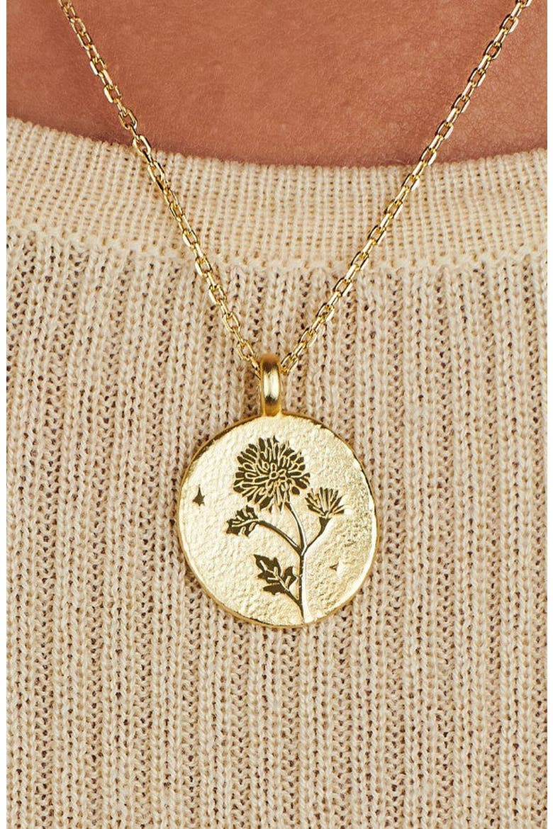 Gold Birth Flower Necklace, Alternate, color, Chrysanthemum / November