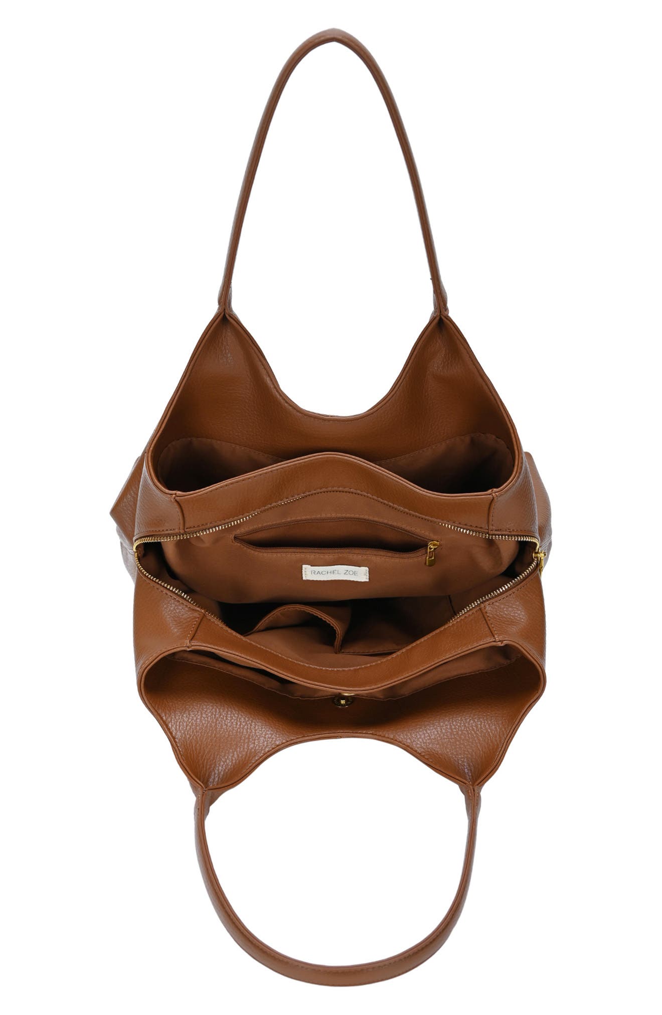 Triple Entry Slouchy Faux Leather Tote, Alternate, color, TAN