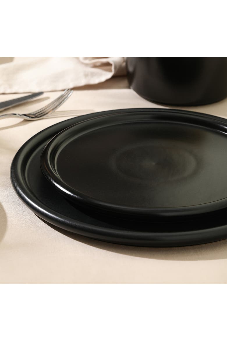 Eden Stoneware 4-Piece Dinner Plate Set, Alternate, color, Black