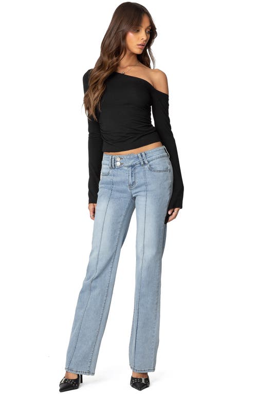 Edikted Avril Low Rise Bootcut Jeans In Light-blue