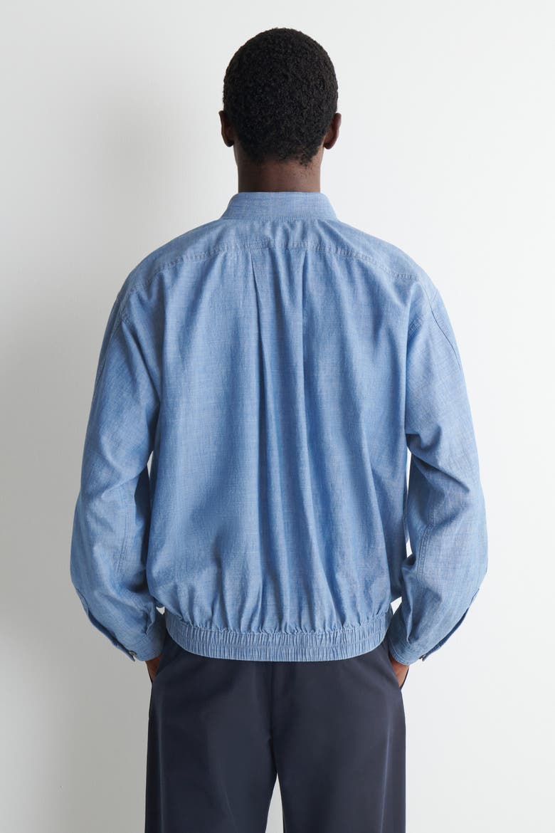 Bomber-style Denim Shirt, Alternate, color, BLUE