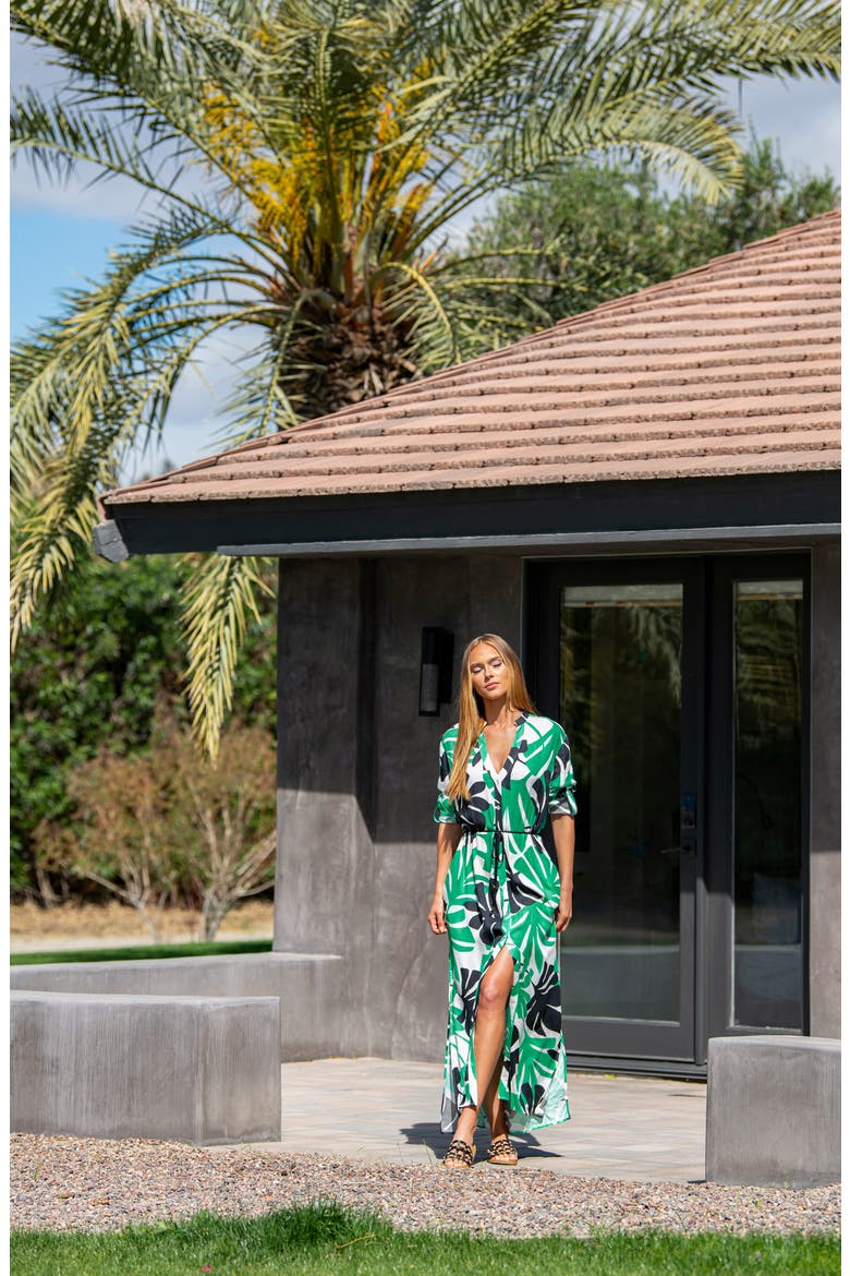 Monstera Cover-Up Maxi Dress, Alternate, color, GREEN MULTI